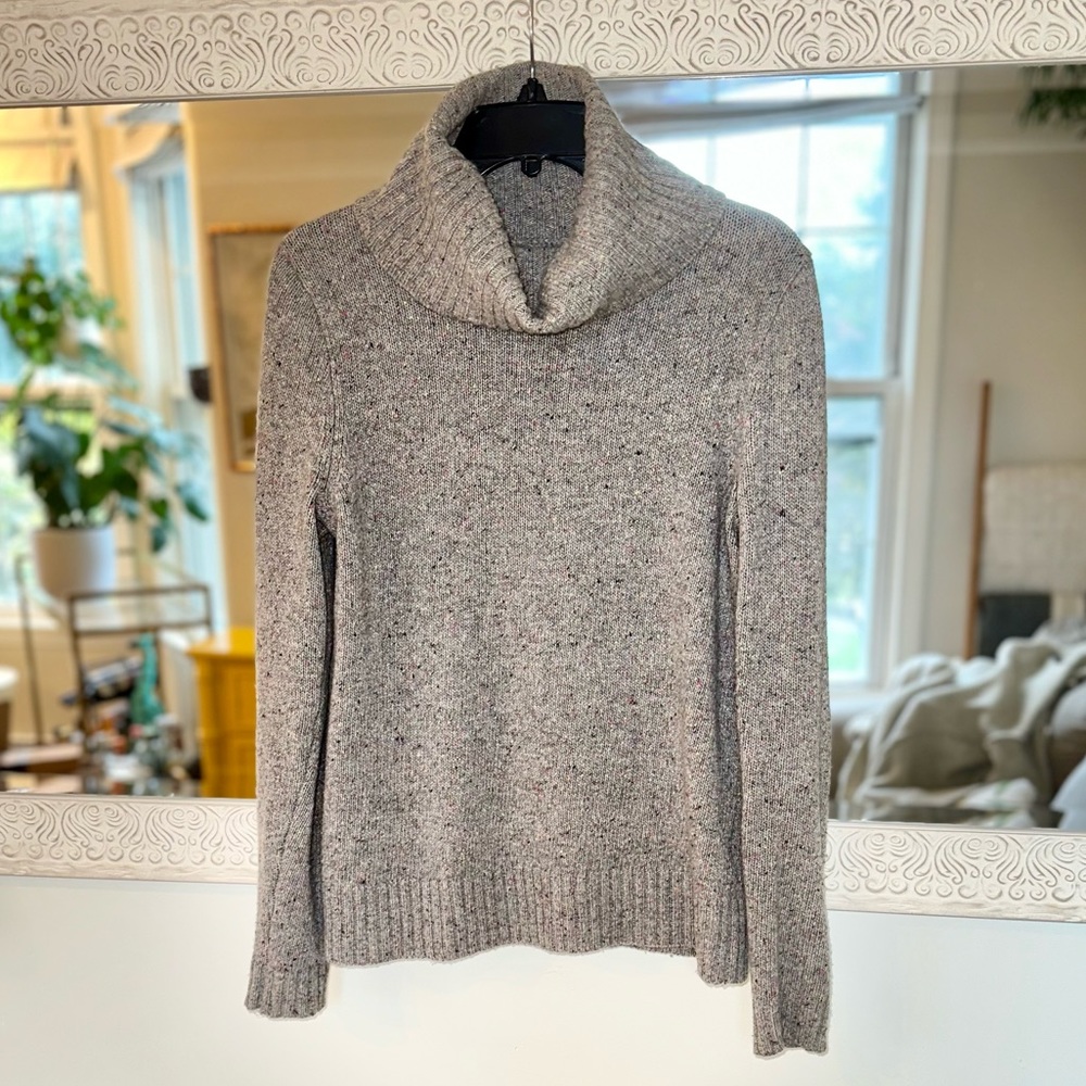 J. Crew Wool Relaxed Turtleneck Sweater - Gray Confetti - Size Small